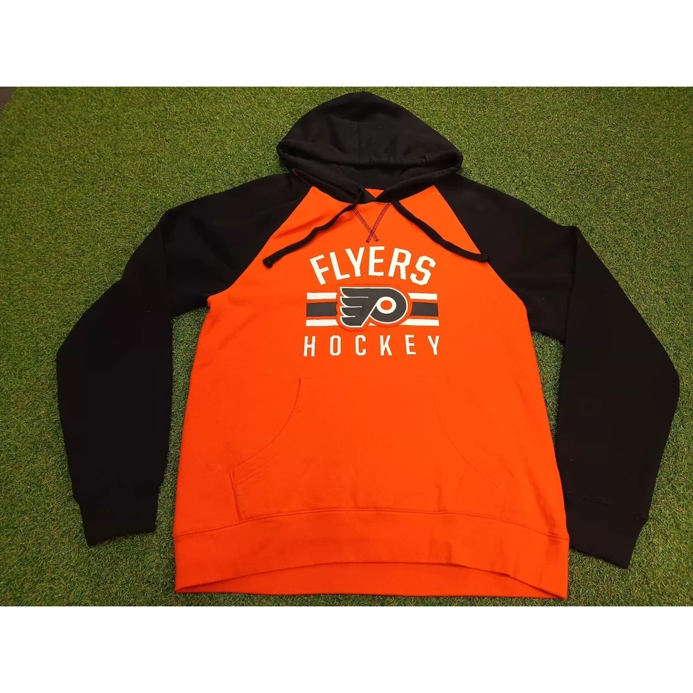 NHL Philadelphia Flyers Ice Hockey Team Hoodie Mens M‎ Orange Black Fleece Lined